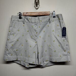 New Nautica Chino Shorts Women Size 14 Citrus Print Summer Vacation Beachy